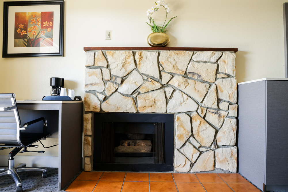 King Bed with Fireplace Balcony